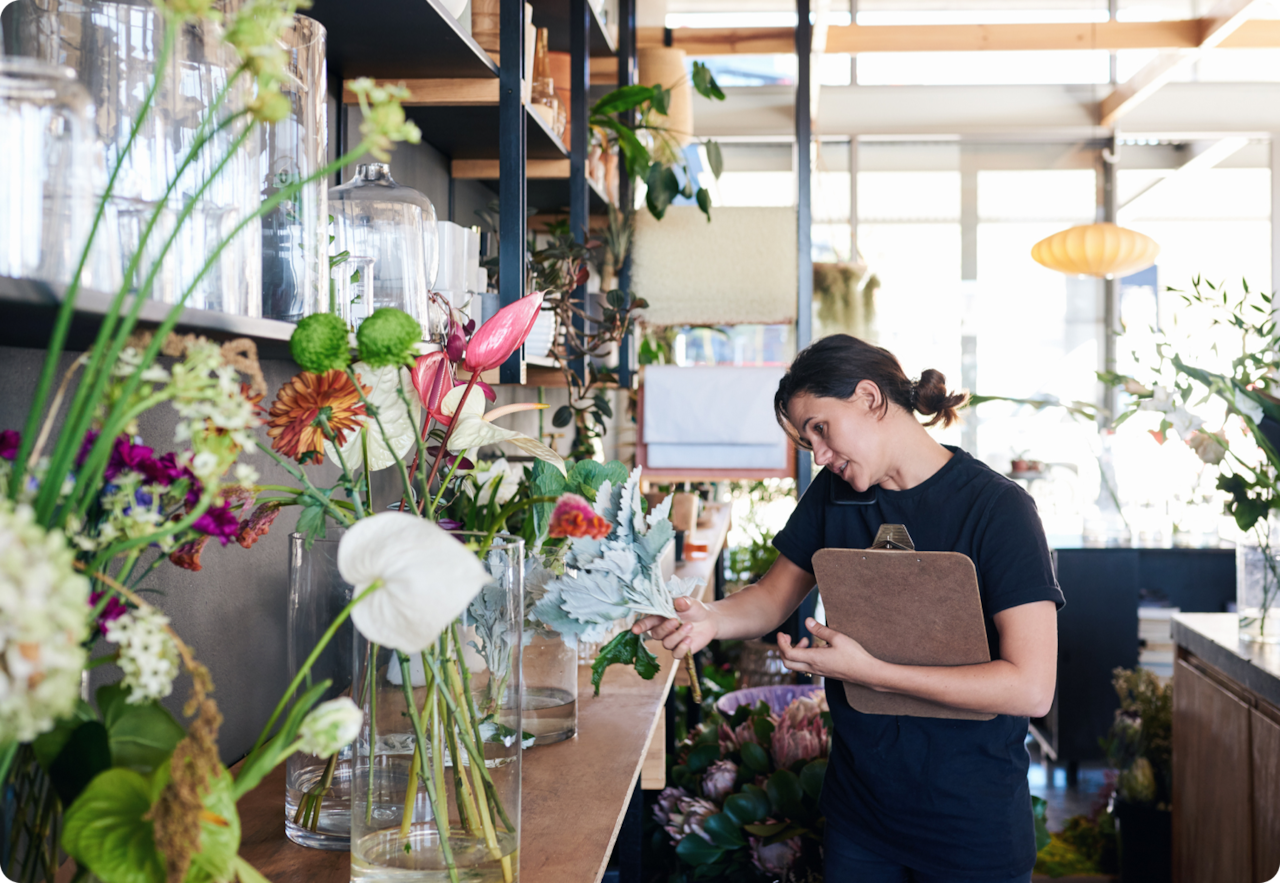 small business owner checking inventory