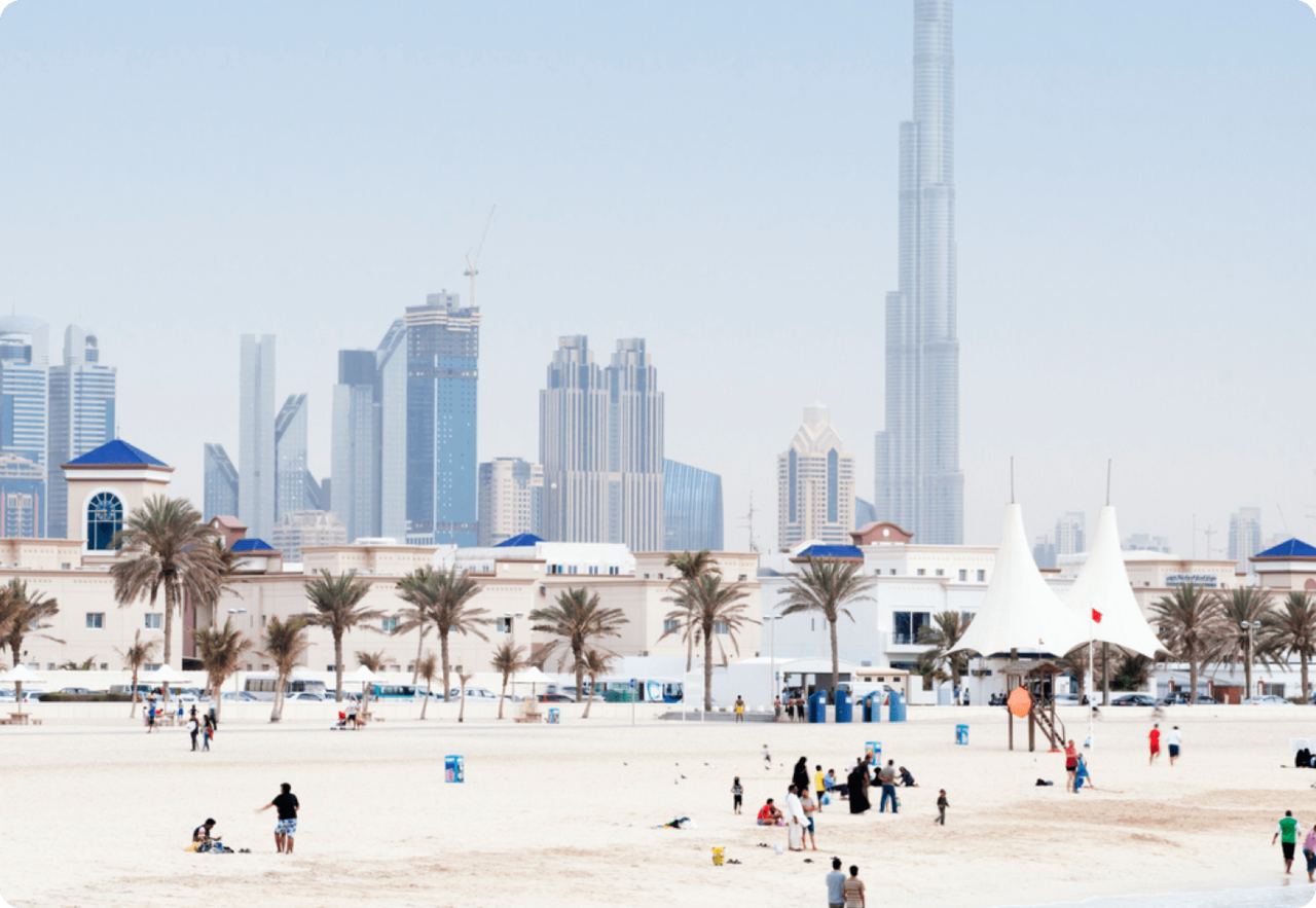 dubai skyline from the beach