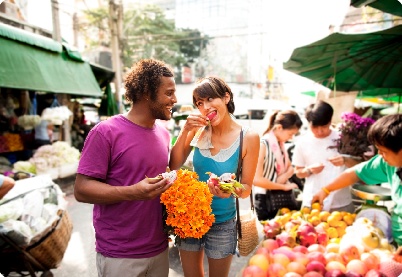 tourists at market in bangkok