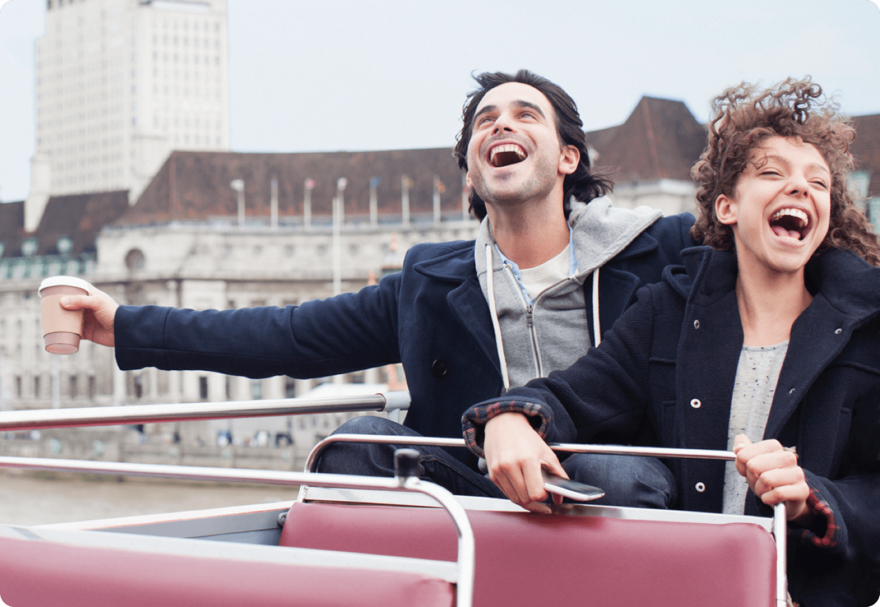 tourists on bus in london